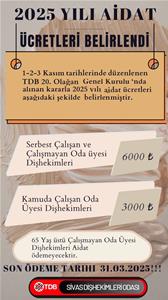 2025 YILI AİDAT DUYURUSU